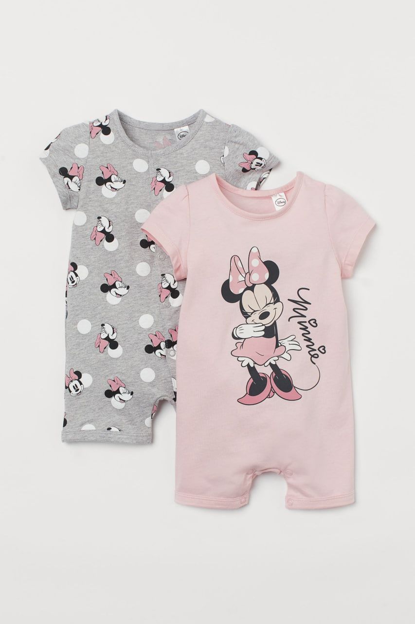  [5-6kg ; 13-16kg] Set 2 Romper Body Đùi Cho Bé Gái HM - Xám Hồng Minne 