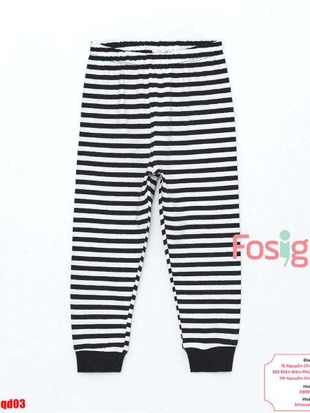  [16-17kg] Quần Dài Jogger Bé Unisex Geo - Trắng Sọc Đen 