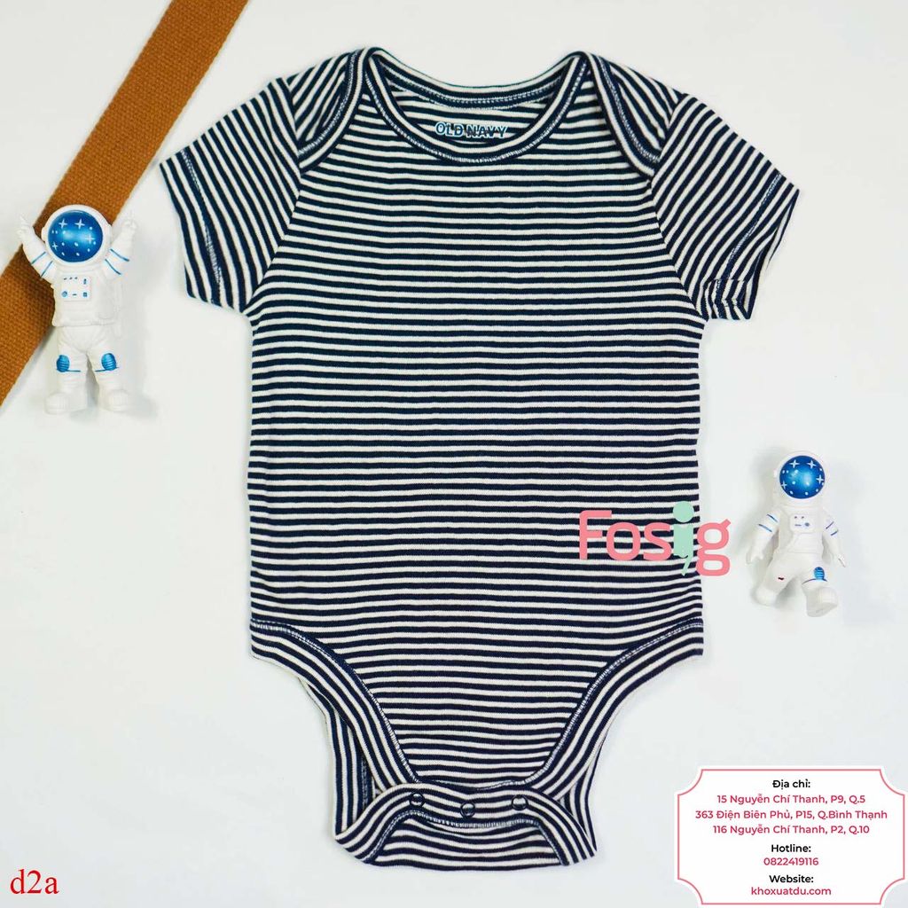  [3-12m ; 18-24m] Bodysuit Tay Ngắn Bé Trai ON - Sọc Navy Nhỏ 