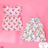  [4-7kg 10-11kg 12-13kg 17-19kg] Set 2 Đầm Thun Cotton Tay Ngắn Bé Gái - Combo màu ngẫu nhiên 