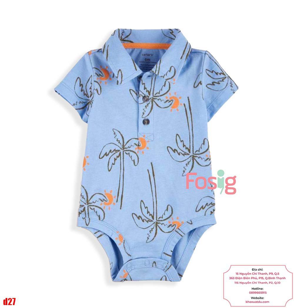  [0-24m] Bodysuit Tay Ngắn Bé Trai Cter50 - Xanh Cây Dừa Nâu 