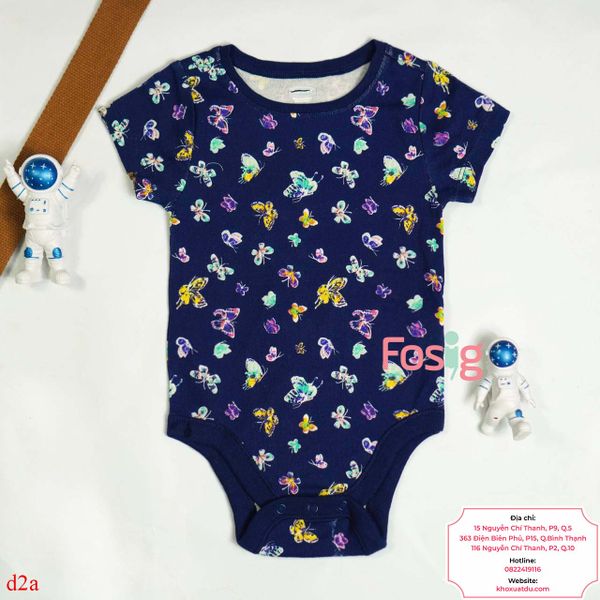  [3-6M] Bodysuit Tay Ngắn Bé Gái ON - Navy Bướm Màu 