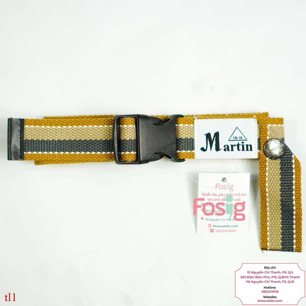 Thắt lưng vải cho bé trai- Sọc nâu navy Martin