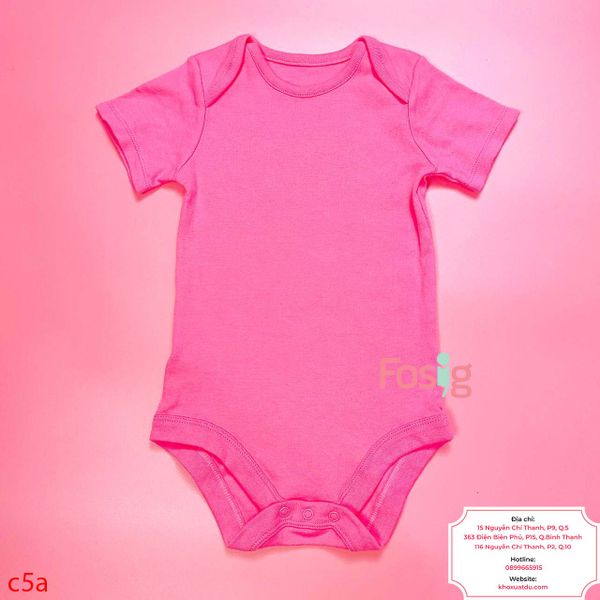  [15-16kg] Bodysuit Tay Ngắn Bé Gái - Hồng Đậm Trơn 