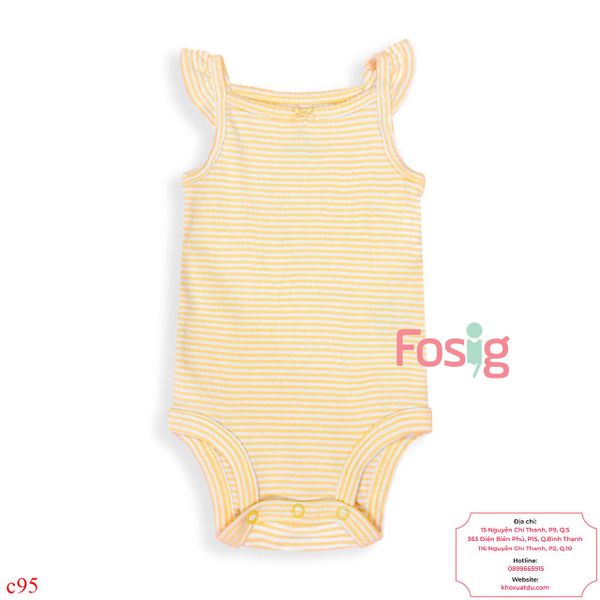  [3-24M] Bodysuit Cánh Tiên Bé Gái Cter50 - Sọc Vàng Nhạt 