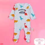  [3-6m] Sleepsuit Cúc Bấm Có Vớ KB Bé Trai - Xám KL Màu 