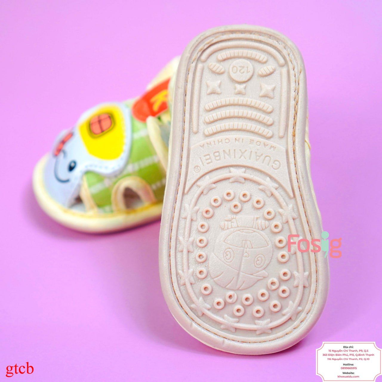  [10.5cm>] Giày Tập Đi Đế Cao Su Chống Trượt Cho Bé - Xanh Vàng Mặt Cười 