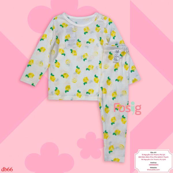  [13-15kg] Set Đồ Bộ Dài Xuất Hàn Bé Unisex  - Trắng Chanh Vàng 