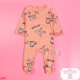  [0-6m; 14-15kg] Sleepsuit Cúc Bấm Có Vớ KB Bé gái- Cam Máy Bay 