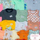  [0-3m ; 12-18m] Bodysuit Tay Ngắn Bé Trai Cter50 - Xám Sọc Trắng 