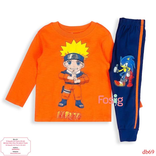  [11-16kg] Set Đồ Bộ Dài Xuất Khẩu Bé Trai - Cam Naruto 