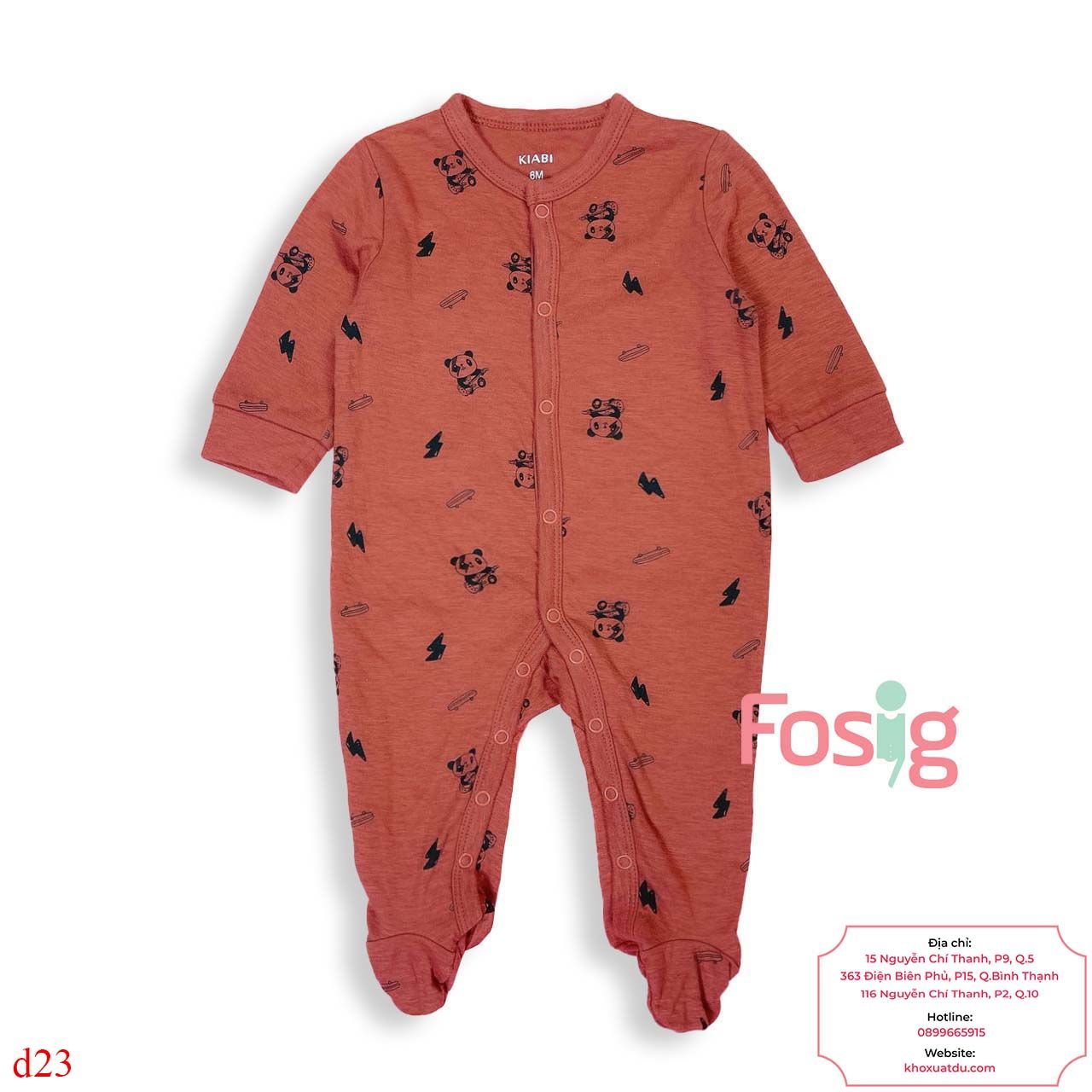  [0-6m] Sleepsuit Gài Nút Có Vớ Bé Trai KB - Nâu Gấu Trúc 