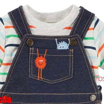  [3m-9m] Set Yếm Bé Trai Cter - Xanh Jean Xám Sọc Đa Màu 