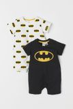  [5-8kg 15-16kg] Set 2 Romper Body Đùi Cho Bé Trai HM - Đen Trắng Batman 