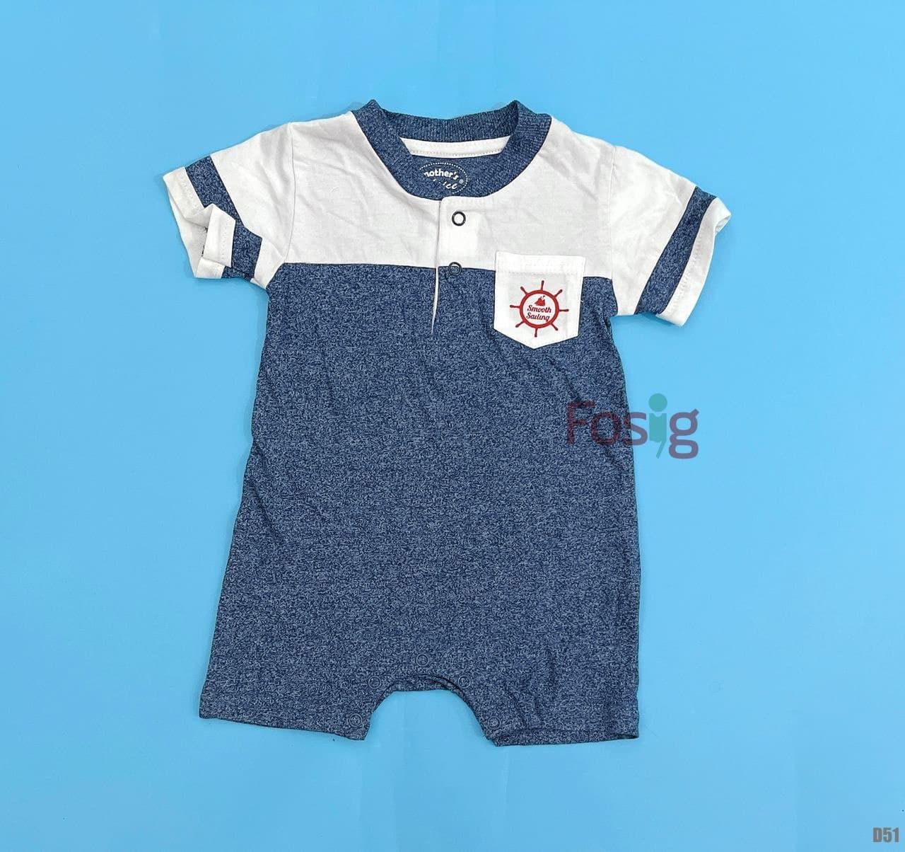 Romper Đùi Bé Trai - Trắng Xanh