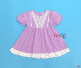  [16-17kg] Đầm Công Chúa Baby Doll - Tím Chấm Trắng 