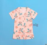  [15-17kg] Đồ Bộ Đùi Ngủ Pijama Bé Gái QC - Cam Nhạt Thỏ 