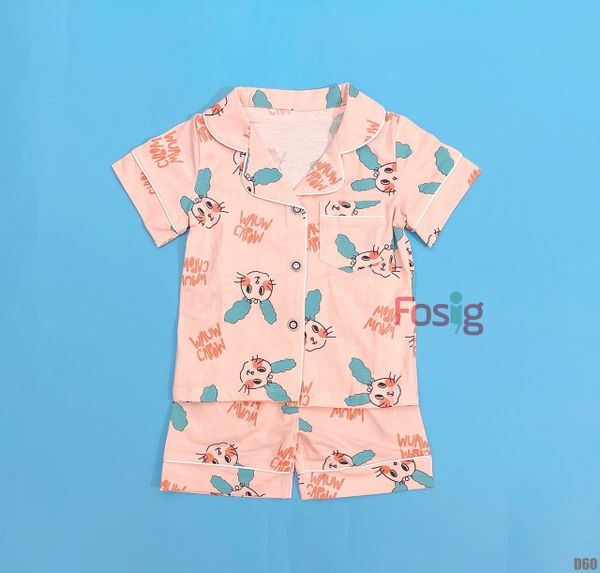  [15-17kg] Đồ Bộ Đùi Ngủ Pijama Bé Gái QC - Cam Nhạt Thỏ 