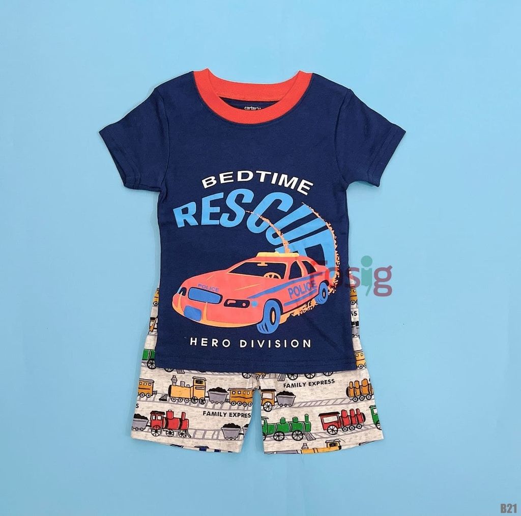 Set Đồ Bộ Đùi Bé Trai Cter - Navy Xe Đỏ