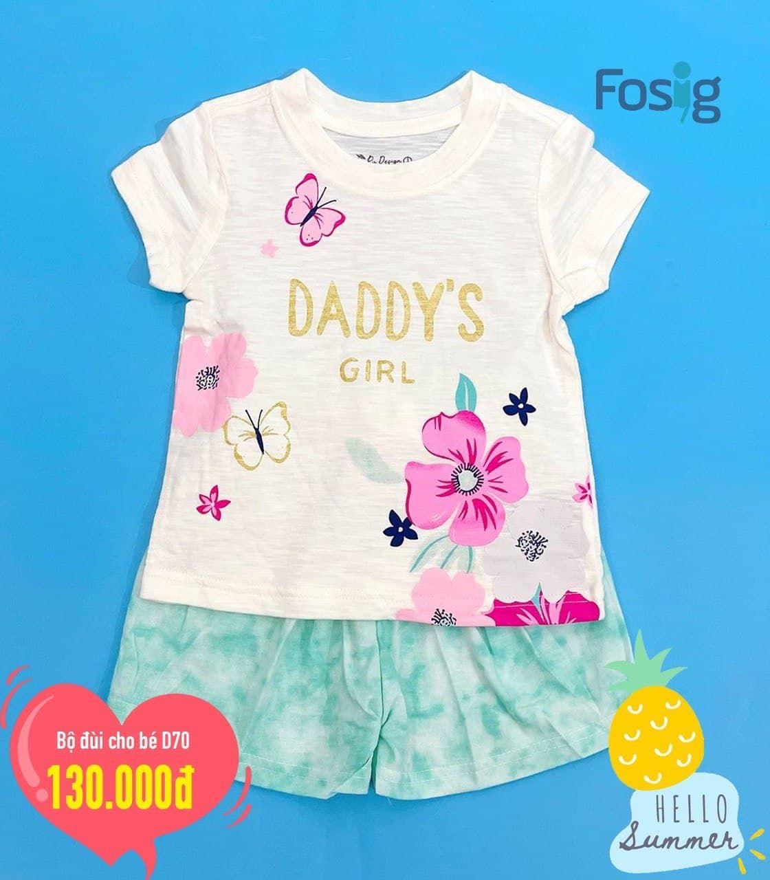 Set Đồ Bộ Đùi Bé Gái RDesign - Kem Hoa Bướm