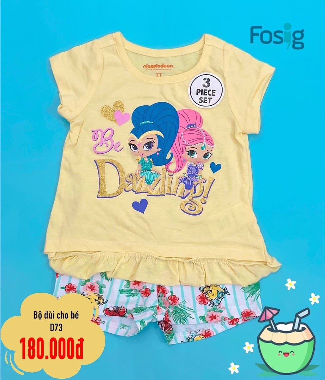  [9-10kg] Set Đồ Bộ Đùi Bé Gái DN - Vàng Dazzling 