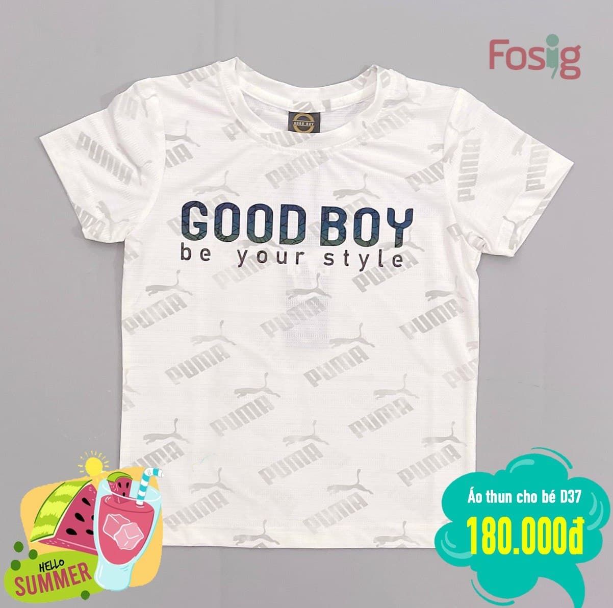 Áo Thun Tay Ngắn Bé Trai - Trắng Puma Trắng