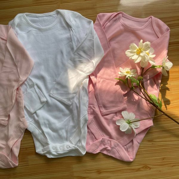  [9-10kg] Set 3 Bodysuit Tay Dài Bé Gái - Hồng Trắng 