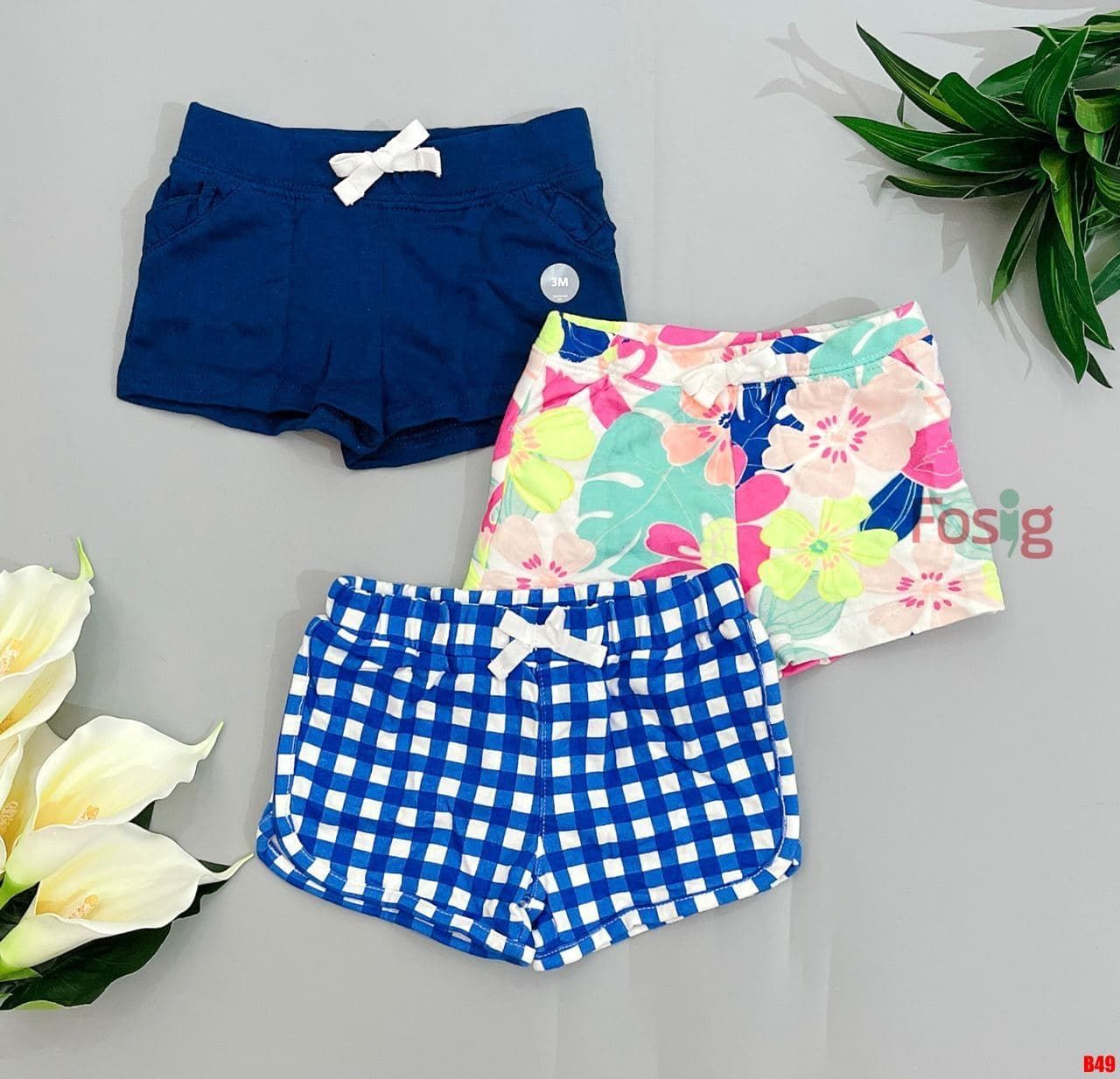  [3m-18m; 4-5T] Set 3 Quần Short Da Cá Bé Gái Cter - Combo ngẫu nhiên 