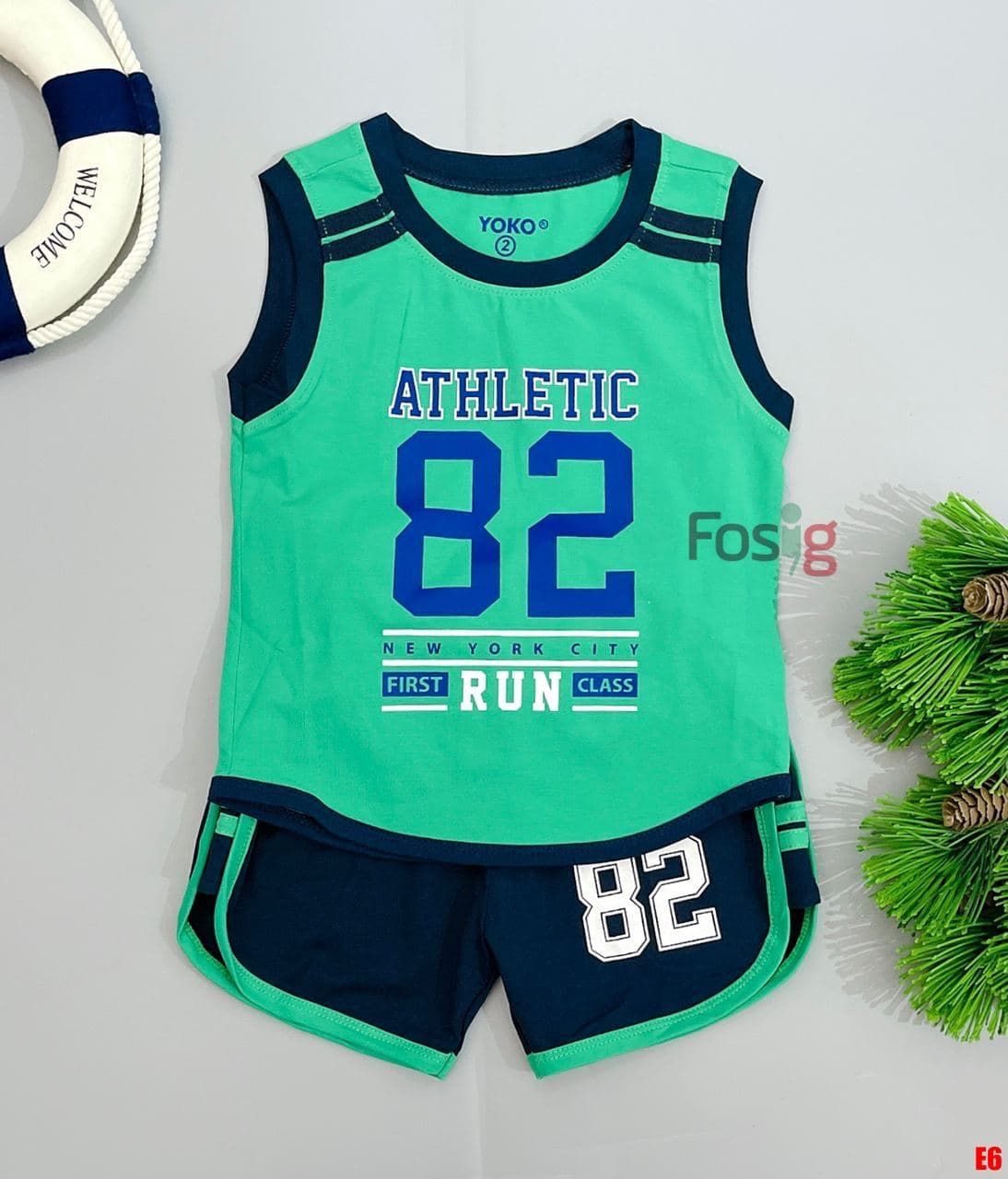  [13-28kg] Đồ Bộ Đùi 3 Lỗ Bé Trai YK - Xanh Lá Athletic 