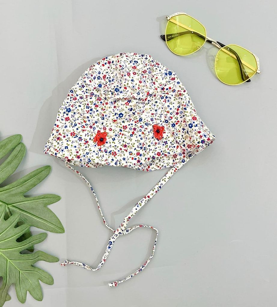 Nón Vành Tròn Chống Nắng Bé Gái - Trắng Hoa Nhỏ