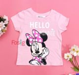  [17-18kg] Áo Thun Tay Ngắn Bé Gái AHMBG - Hồng Hello Mickey 