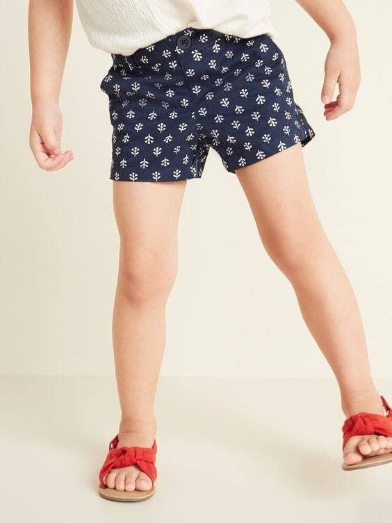  [13-14kg] Quần Short Kaki Bé Gái ON - Navy Lá Trắng 