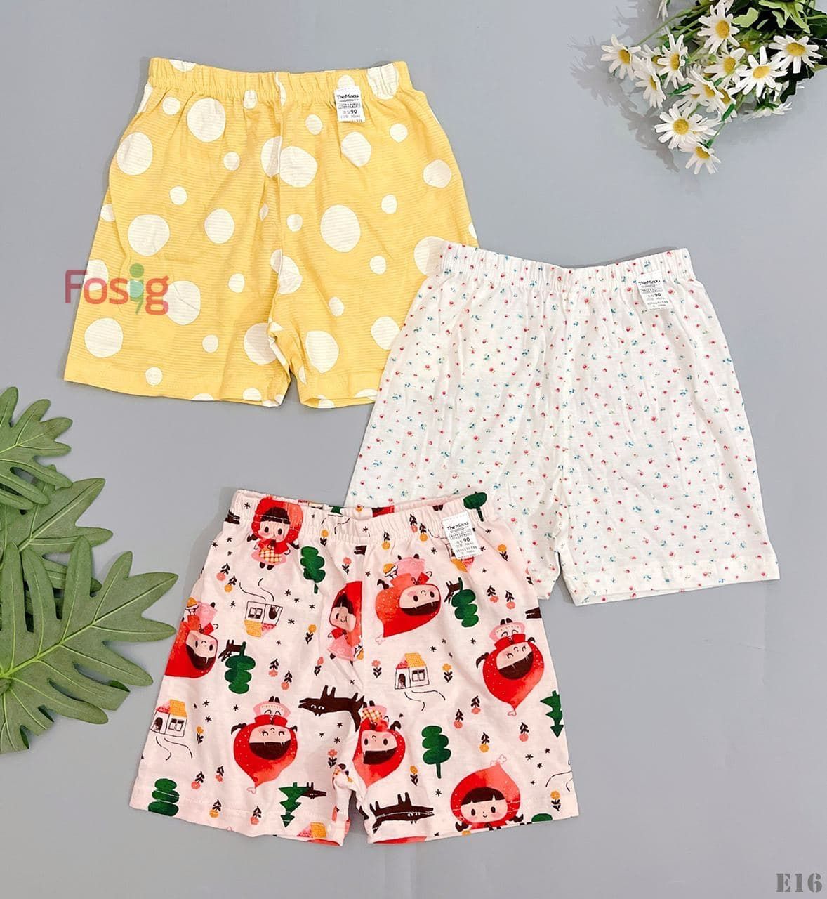  [9-18kg] Set 3 Quần Short Cotton Xuất Hàn Bé Gái  - Random 