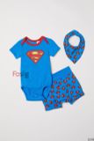  [0-4m] Set 2 Món Bodysuit Kèm Yếm Cổ HM - Xanh Super 