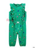  [0-3m; 9-12m]  Romper dài Jumpsuit Bé Gái Cter - Xanh Lá Tim 