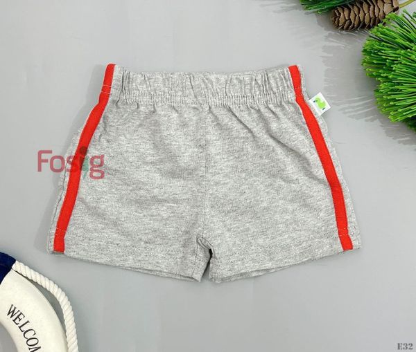  [3-9m] Quần Short Cotton Bé Trai QSBT - Xám Viền Đỏ 