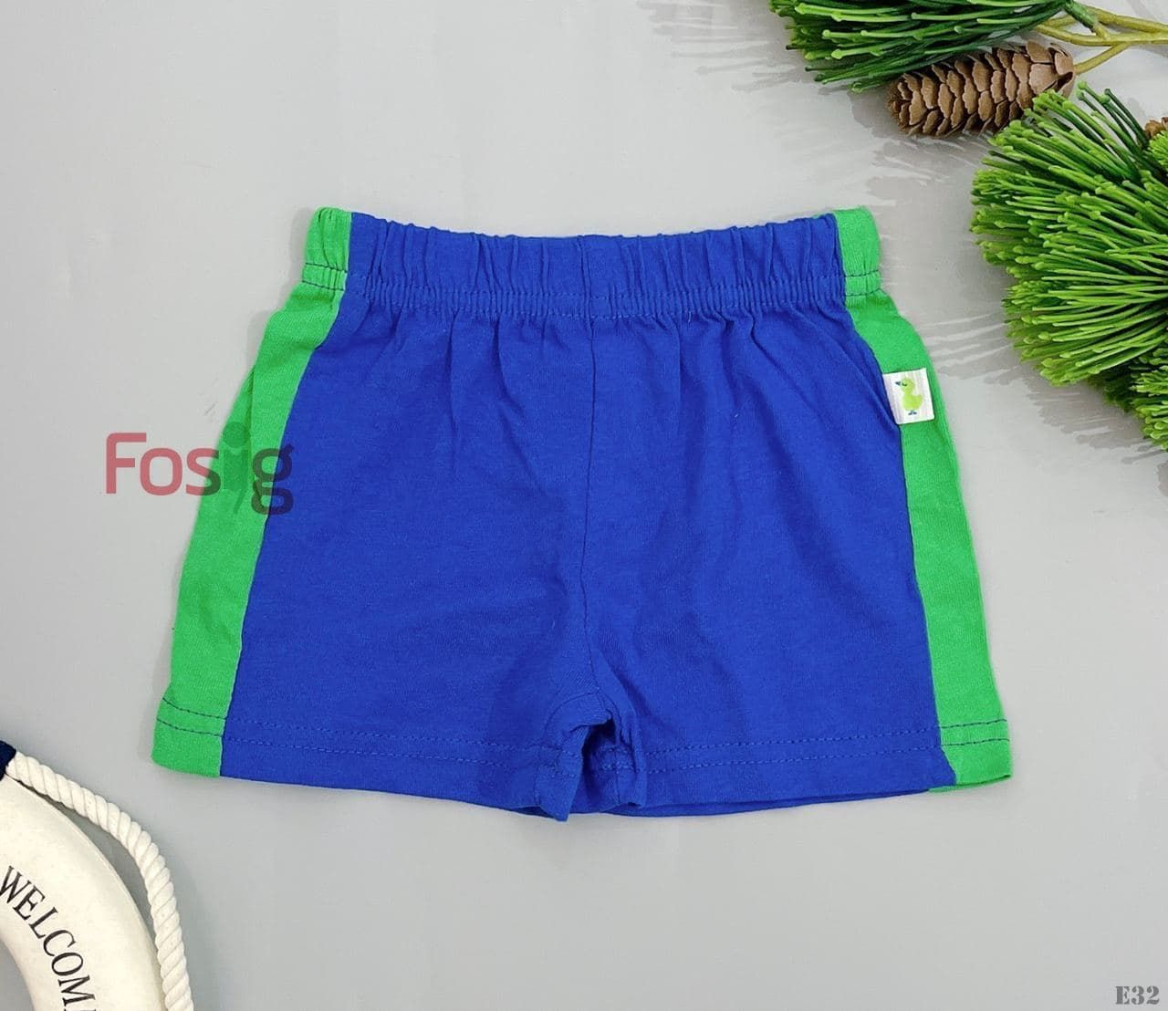  [3m-9m] Quần Short Cotton Bé Trai QSBT - Xanh Đậm Viền Xanh 