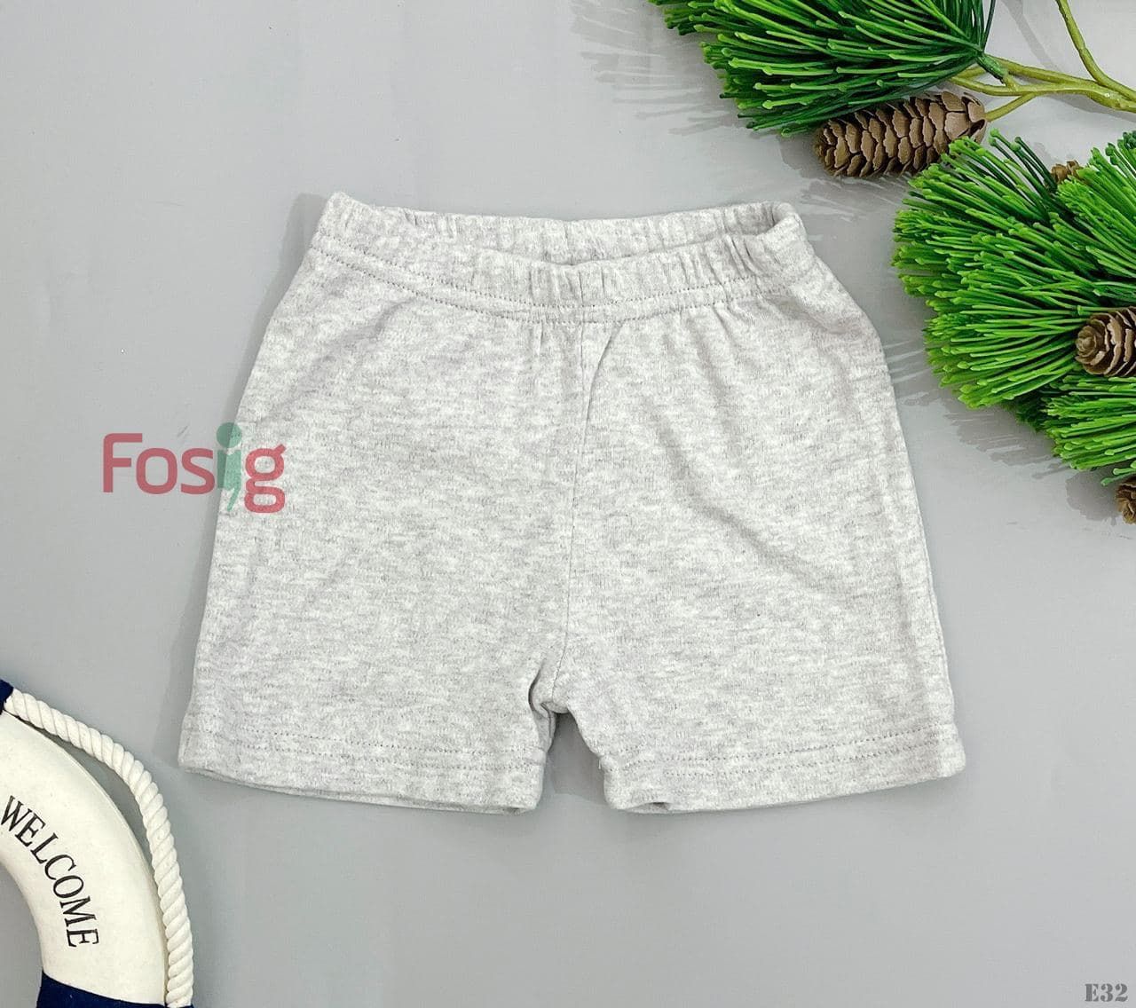  [3-6m] Quần Short Cotton Bé Trai QSBT - Xám Nhạt 