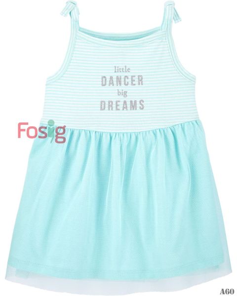  [0-6m] Đầm Cotton 2 Dây Bé Gái Cter - Sọc Xanh Dancer 