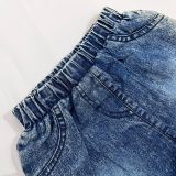  [12-13kg; 15-26kg] Set Đồ Bộ Jean 3 Lỗ Bé Trai - Xanh Jean 