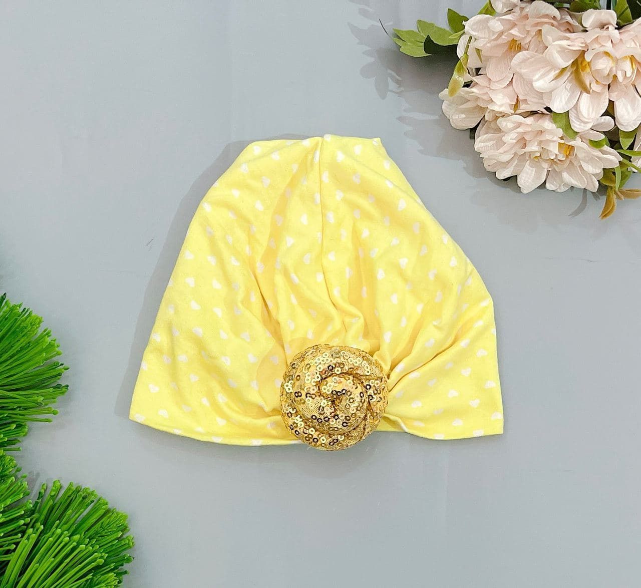 Nón Thun Bé Gái - Vàng Xoắn Cườm