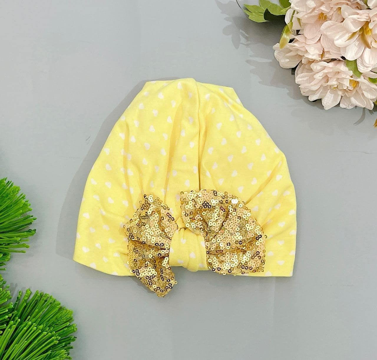 Nón Thun Bé Gái - Vàng Nơ Cườm