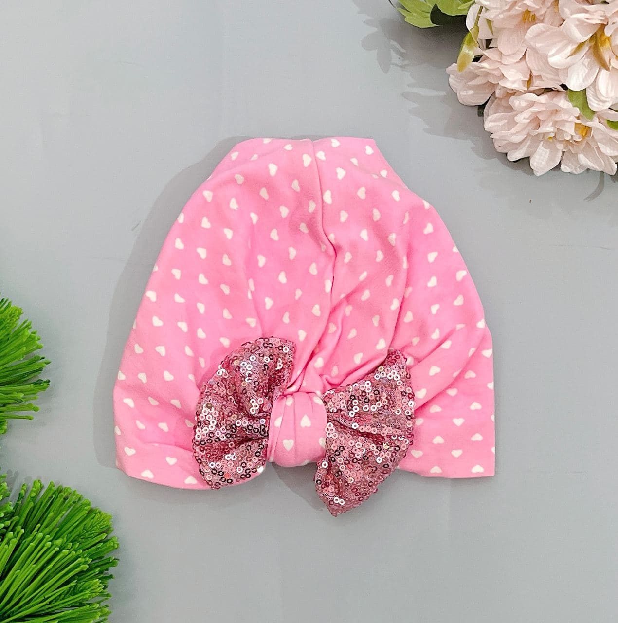 Nón Thun Bé Gái - Hồng Nơ Cườm