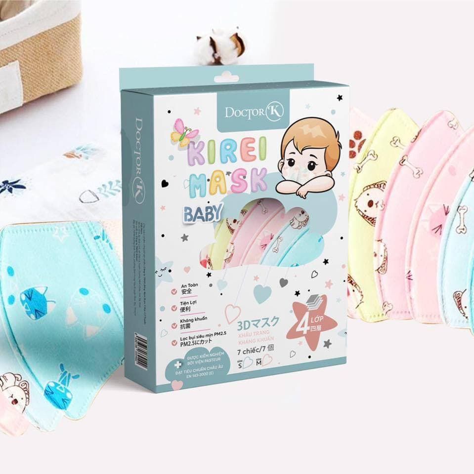 1-8 Tuổi Khẩu Trang 4 Lớp Hộp Cho Bé 7 Cái DocTor K Bé Trai Hộp Xanh ( Hộp 7 cái màu khác nhau )