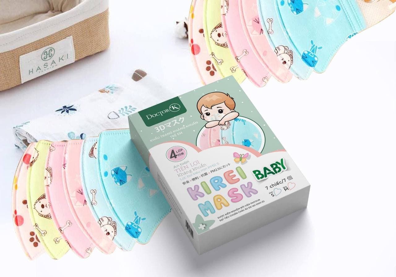 1-8 Tuổi Khẩu Trang 4 Lớp Hộp Cho Bé 7 Cái DocTor K Bé Trai Hộp Xanh ( Hộp 7 cái màu khác nhau )