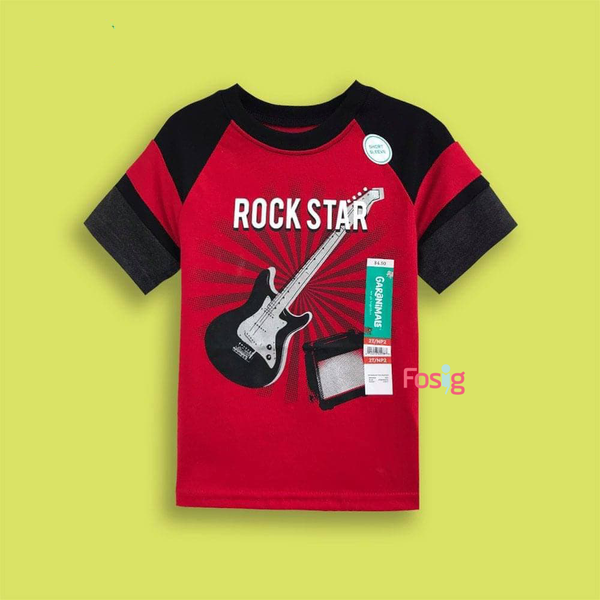  [12-17kg] Áo Thun Tay Ngắn Bé Trai Gara - Đỏ Rock Star 