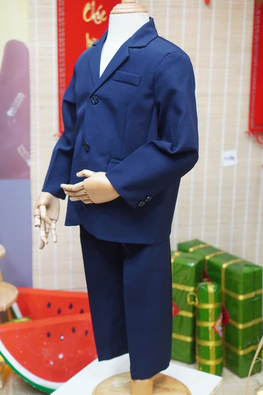  [12-14kg ; 17-19kg ; 30-45kg] Set Bộ Vest Cho Bé - Navy Trơn 