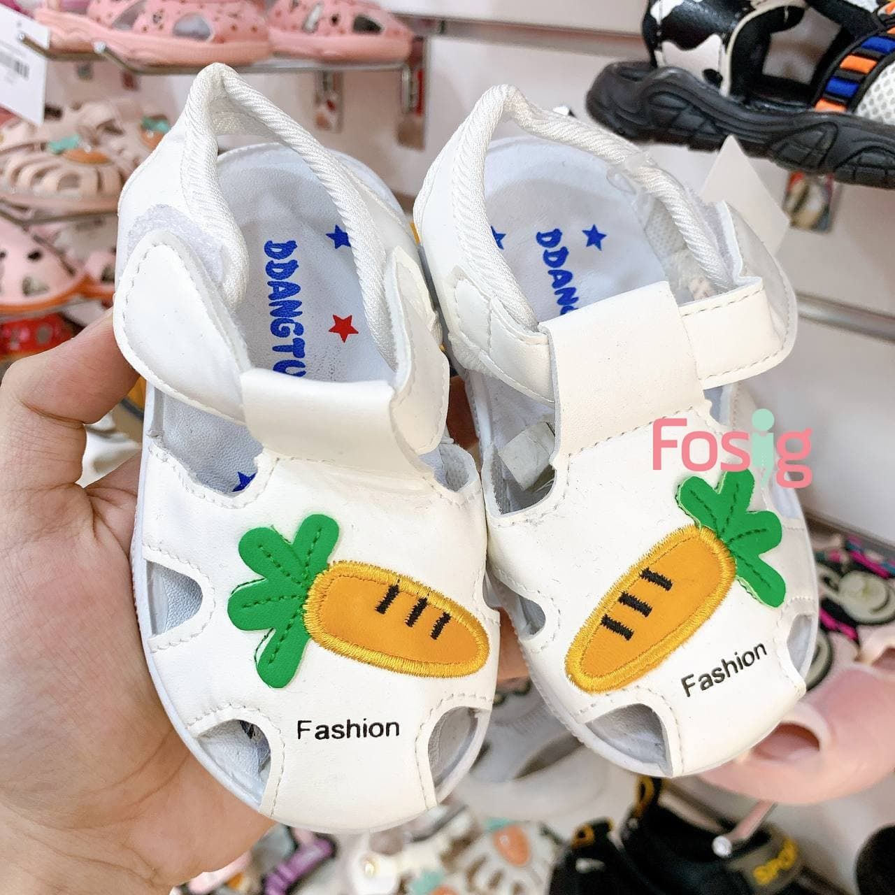  [11cm>] Giày Sandal Có Kèn Cho Bé Gái - Trắng Carot Nhỏ 