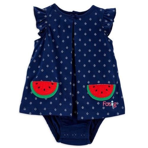  [3-12m, 24m] Romper Váy Bé Gái Cter - Navy Dưa Hấu 