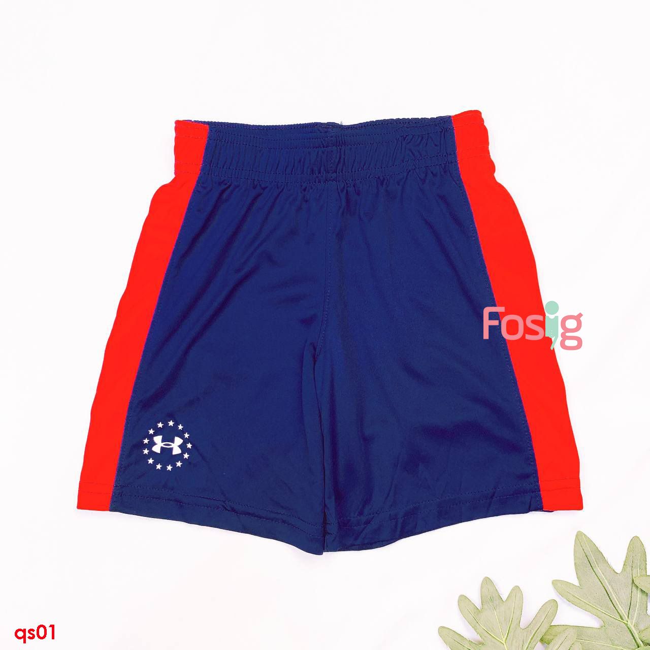  [14-22kg] Quần Short Thun Sport Bé Trai Under - Navy Viền Đỏ 